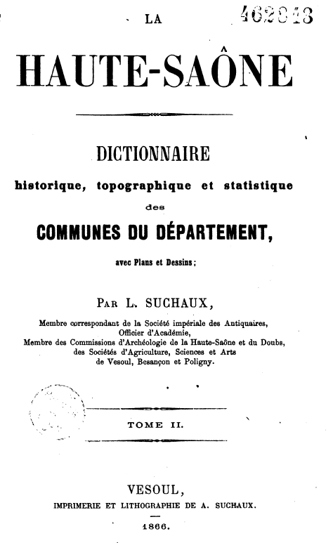 La Haute-Saône dictionnaire historique